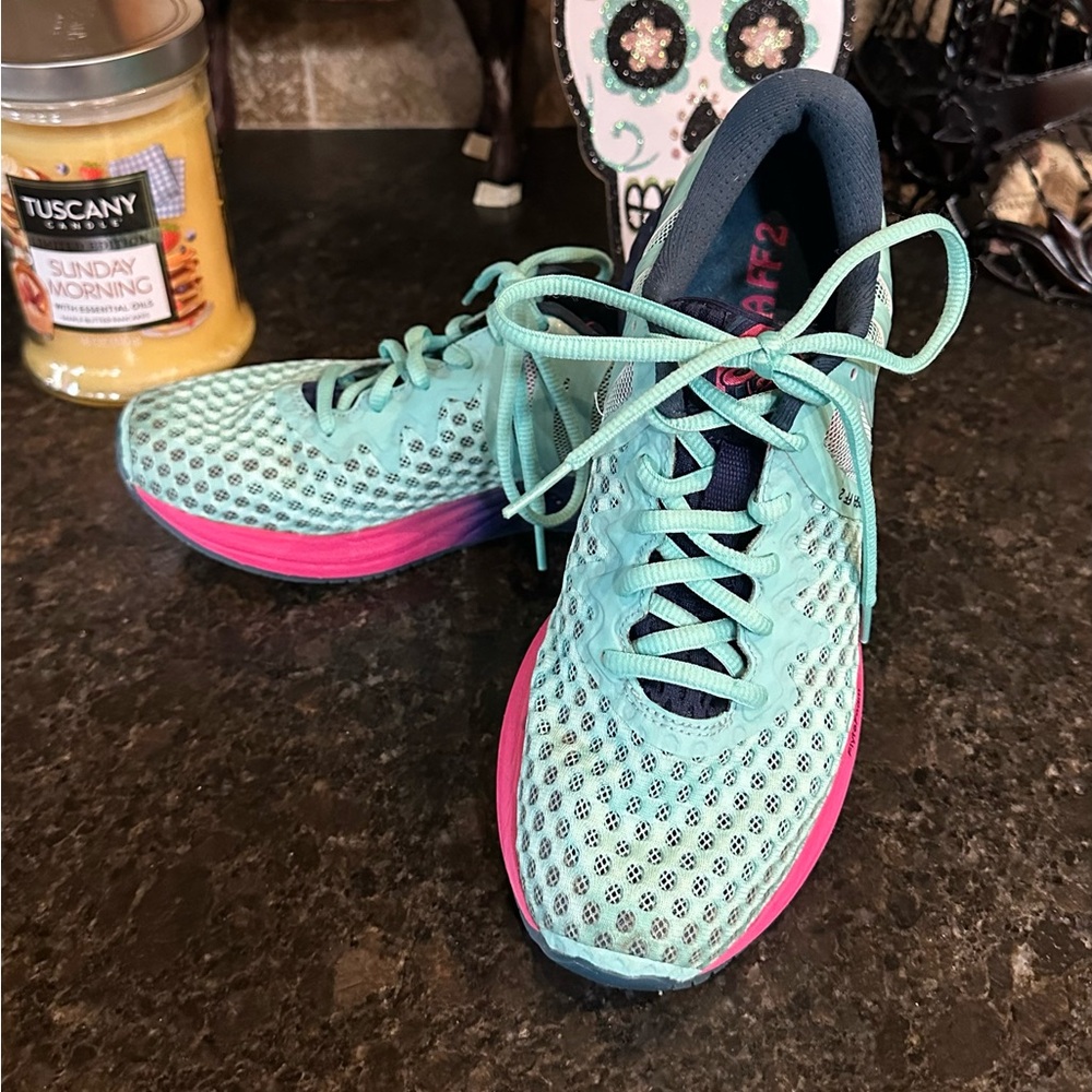Asics Women's Noosa FF 2 Flyte Foam Mint Teal and Pink Athletic Running Shoes - Picture 8 of 8